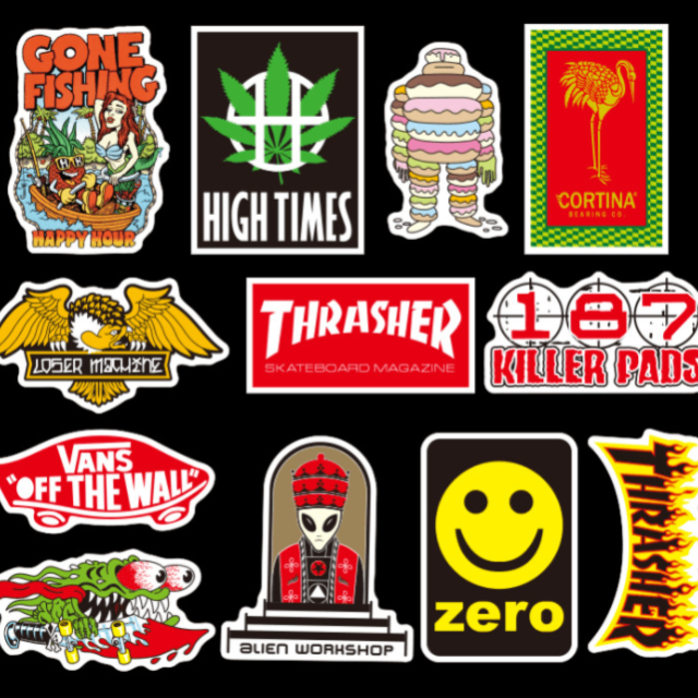 100 Skateboard Brands – Wally Stickers