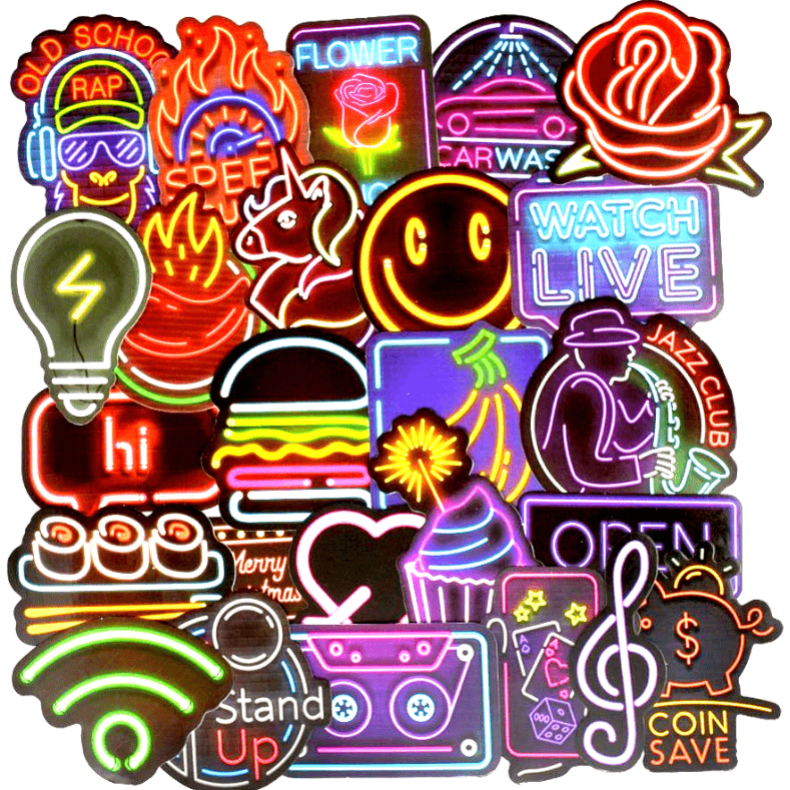 neon lights colors stickers and sticker pack