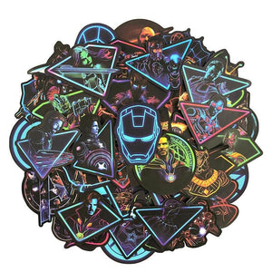 neon iron man avengers marvel superhero stickers and sticker pack
