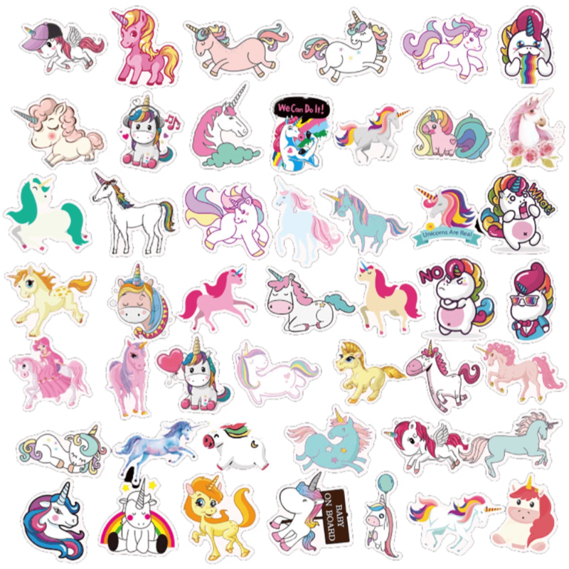 50 Stickers — Unicorn Stickers – Wally Stickers
