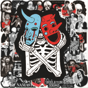 50 Stickers — Red & Black Skulls
