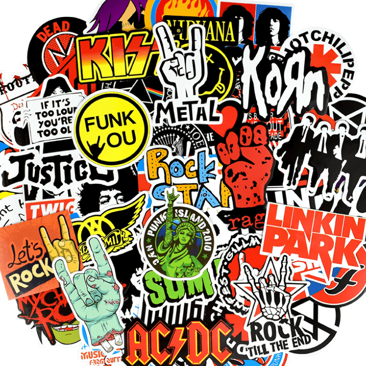 100 Stickers — Rock Bands – Wally Stickers