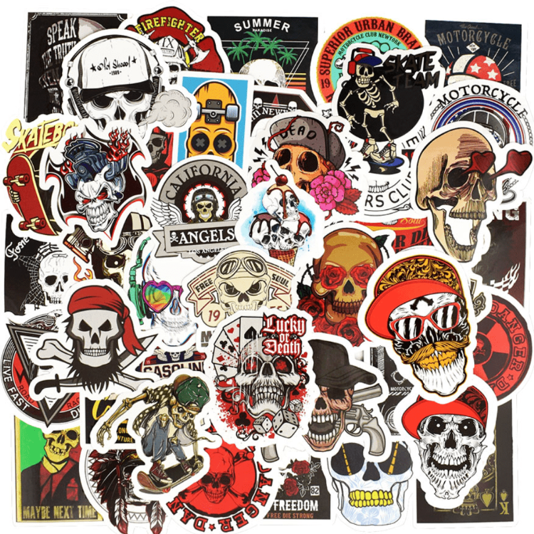 scary horror skull stickers and skeleton sticker pack