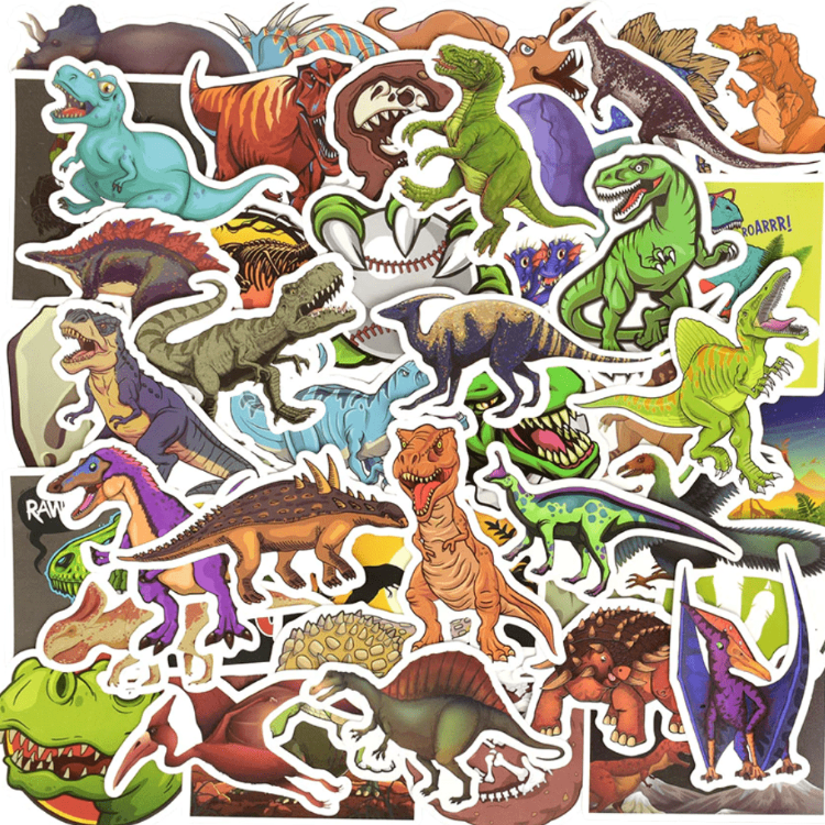 dino jurassic park cartoon stickers and trex sticker pack