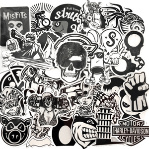 assorted random black and white stickers and cheap vinyl sticker bomb pack