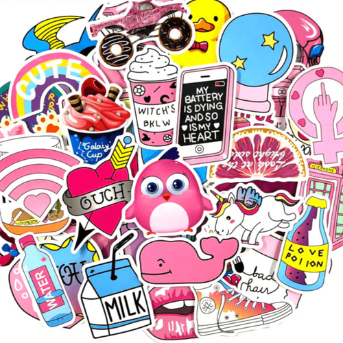 pink color stickers and sticker pack for girls