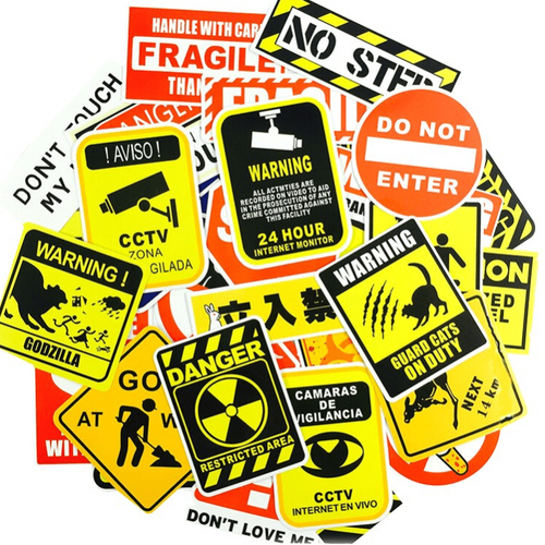 warning hazard stickers and cheap vinyl sticker pack