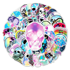 50 Stickers — Holographic Laser Skull